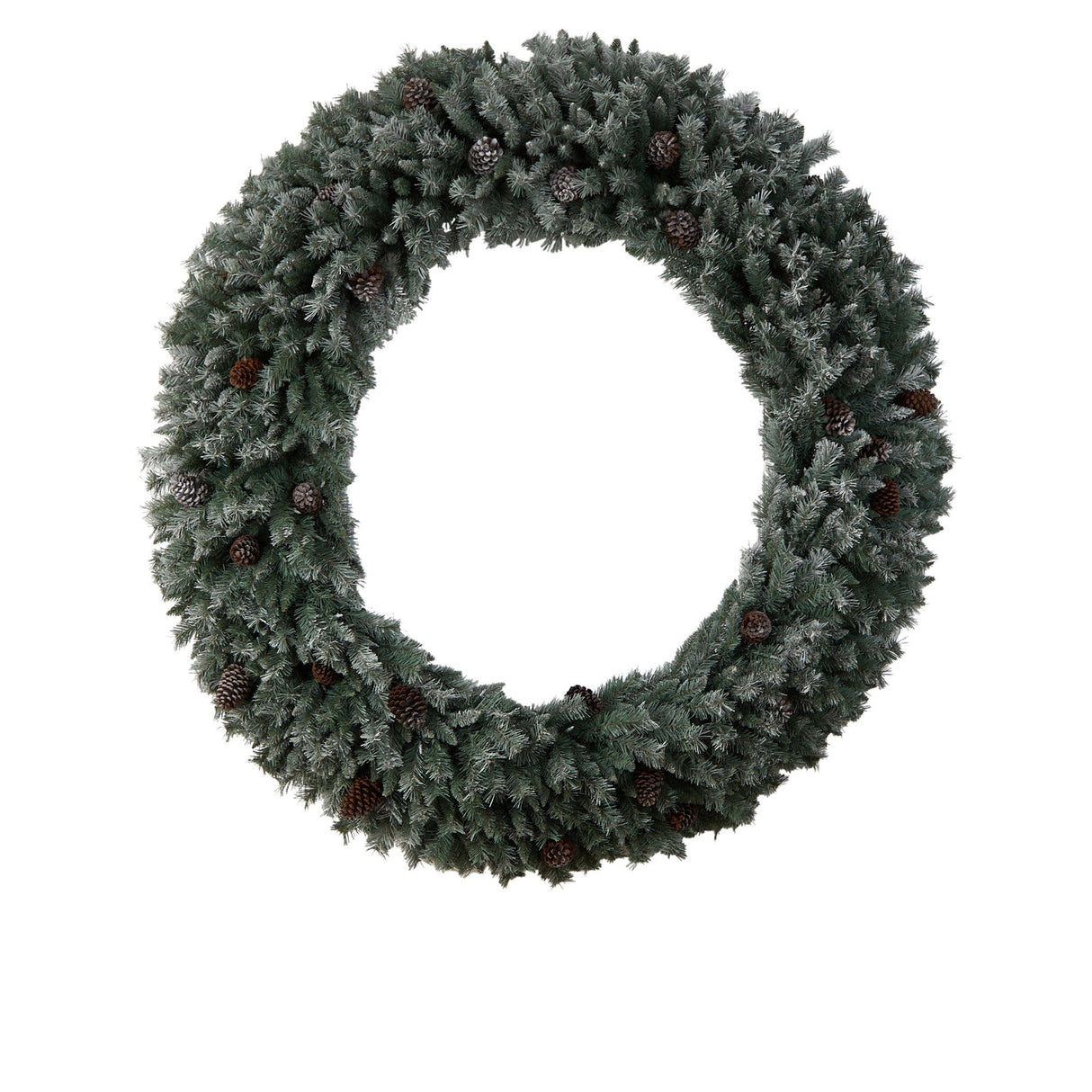 6’ Giant Flocked Christmas Wreath with Pinecones, 600 Clear LED Lights and 1000 Bendable Branches-Wreath-Parc Decor