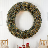 6’ Giant Flocked Christmas Wreath with Pinecones, 600 Clear LED Lights and 1000 Bendable Branches-Wreath-Parc Decor