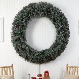 6’ Giant Flocked Christmas Wreath with Pinecones, 600 Clear LED Lights and 1000 Bendable Branches-Wreath-Parc Decor
