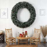 6’ Giant Flocked Christmas Wreath with Pinecones, 600 Clear LED Lights and 1000 Bendable Branches-Wreath-Parc Decor