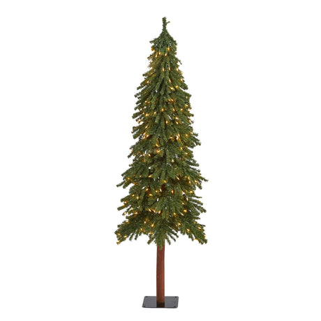 6’ Grand Alpine Artificial Christmas Tree with 300 Clear Lights and 601 Branches on Natural Trunk-Christmas Tree-Parc Decor