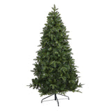 6’ Grand Teton Spruce Flat Back Artificial Christmas Tree with 180 Clear LED Lights and 727 Bendable Branches-Christmas Tree-Parc Decor