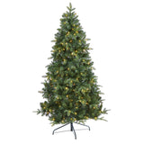 6’ Grand Teton Spruce Flat Back Artificial Christmas Tree with 180 Clear LED Lights and 727 Bendable Branches-Christmas Tree-Parc Decor