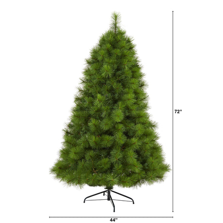 6’ Green Scotch Pine Artificial Christmas Tree with 300 Clear LED Lights-Christmas Tree-Parc Decor