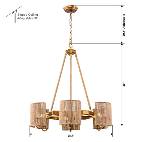 6-Light Farmhouse Bedroom Island Pendant Lighting