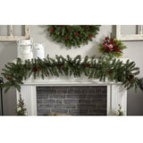 6' Mixed Alaskan Pines and Pinecones Artificial Christmas Garland 50 Warm White LED Lights-Garland-Parc Decor