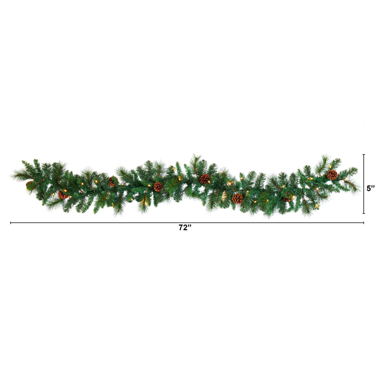 6’ Mixed Pine and Pinecone Artificial Garland (trimmed) 35 Clear LED Lights-Garland-Parc Decor