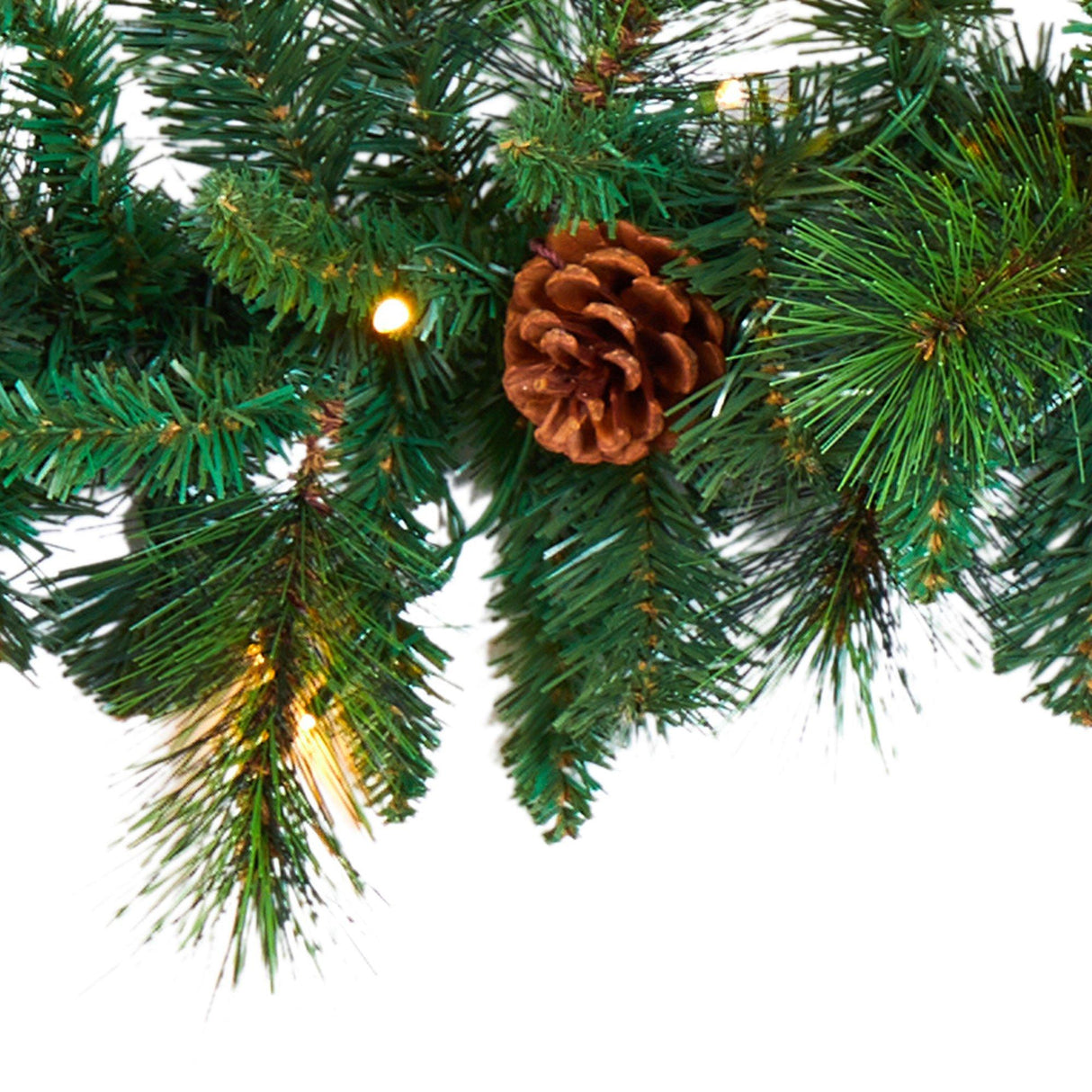 6’ Mixed Pine and Pinecone Artificial Garland (trimmed) 35 Clear LED Lights-Garland-Parc Decor