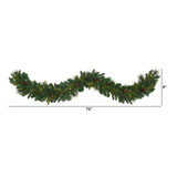 6’ Mixed Pine and Pinecone Artificial Garland with 35 Clear LED Lights-Garland-Parc Decor