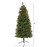 6’ Mixed Pine Artificial Christmas Tree with 250 Clear LED Lights, Pine Cones and Berries-Christmas Tree-Parc Decor