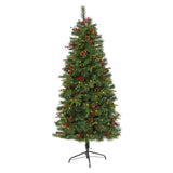 6’ Mixed Pine Artificial Christmas Tree with 250 Clear LED Lights, Pine Cones and Berries-Christmas Tree-Parc Decor