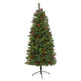 6’ Mixed Pine Artificial Christmas Tree with 250 Clear LED Lights, Pine Cones and Berries-Christmas Tree-Parc Decor