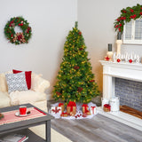 6’ Montana Mixed Pine Artificial Christmas Tree with Pine Cones, Berries and 350 Clear LED Lights-Christmas Tree-Parc Decor