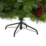 6’ Montana Mixed Pine Artificial Christmas Tree with Pine Cones, Berries and 814 Bendable Branches-Christmas Tree-Parc Decor