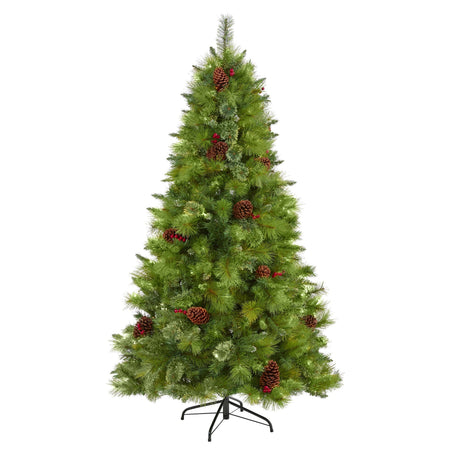 6’ Montana Mixed Pine Artificial Christmas Tree with Pine Cones, Berries and 814 Bendable Branches-Christmas Tree-Parc Decor
