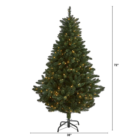 6’ Northern Rocky Spruce Artificial Christmas Tree with 300 Clear Lights and 838 Bendable Branches-Christmas Tree-Parc Decor