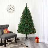 6' Northern Tip Pine Artificial Christmas Tree with 250 Clear LED Lights-Christmas Tree-Parc Decor