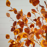6’ Pre-Lit Autumn Eucalyptus Artificial Fall Tree with 300 Warm White LED Lights-Tree-Parc Decor