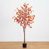 6’ Pre-Lit Autumn Eucalyptus Artificial Fall Tree with 300 Warm White LED Lights-Tree-Parc Decor