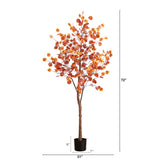 6’ Pre-Lit Autumn Eucalyptus Artificial Fall Tree with 300 Warm White LED Lights-Tree-Parc Decor