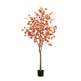 6’ Pre-Lit Autumn Eucalyptus Artificial Fall Tree with 300 Warm White LED Lights-Tree-Parc Decor