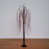 6’ Pre-Lit Halloween Black Willow Artificial Tree with 160 Orange & Purple LED Lights-Tree-Parc Decor