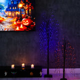 6’ Pre-Lit Halloween Black Willow Artificial Tree with 160 Orange & Purple LED Lights-Tree-Parc Decor