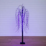 6’ Pre-Lit Halloween Black Willow Artificial Tree with 160 Orange & Purple LED Lights-Tree-Parc Decor