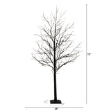 6’ Pre-Lit Halloween Deluxe Black Twig Artificial Tree with 156 Orange & Purple LED Lights-Tree-Parc Decor