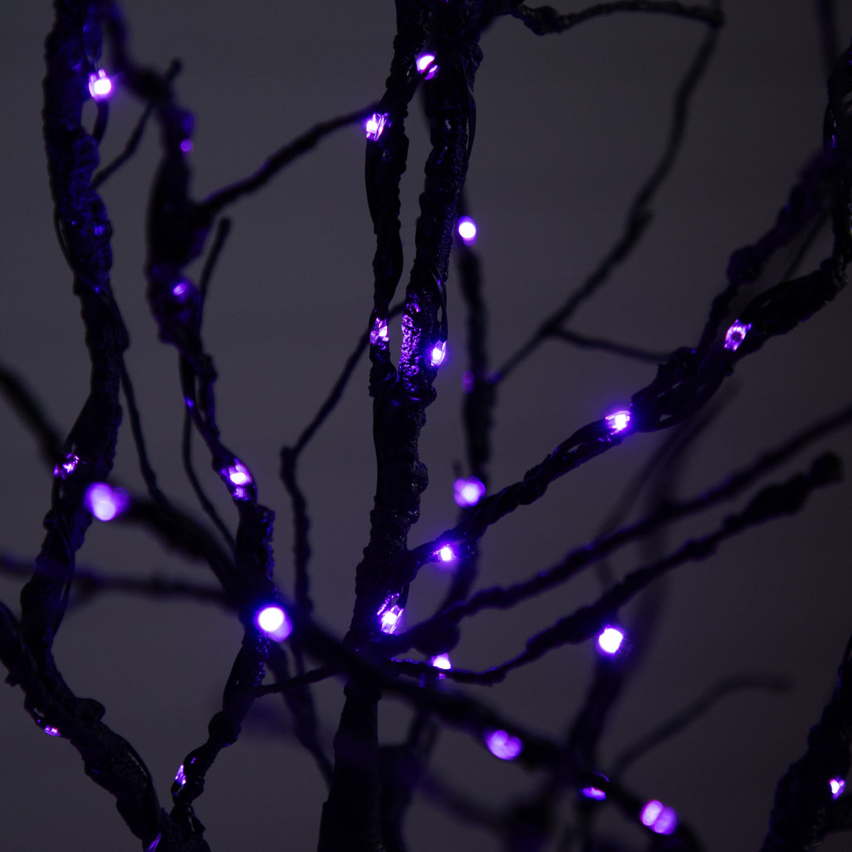 6’ Pre-Lit Halloween Deluxe Black Twig Artificial Tree with 156 Orange & Purple LED Lights-Tree-Parc Decor
