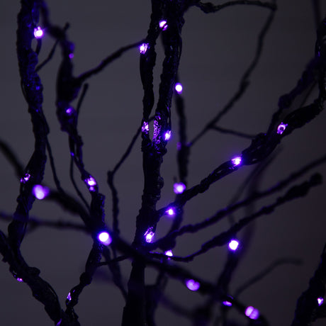 6’ Pre-Lit Halloween Deluxe Black Twig Artificial Tree with 156 Orange & Purple LED Lights-Tree-Parc Decor