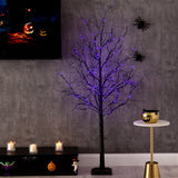 6’ Pre-Lit Halloween Deluxe Black Twig Artificial Tree with 156 Orange & Purple LED Lights-Tree-Parc Decor