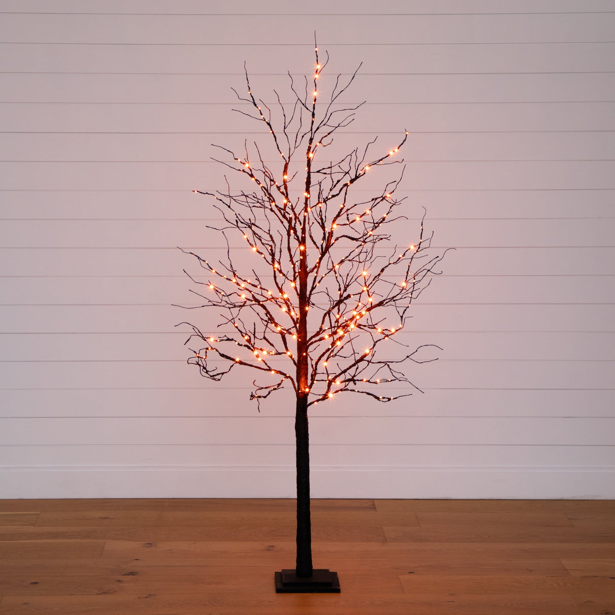 6’ Pre-Lit Halloween Deluxe Black Twig Artificial Tree with 156 Orange & Purple LED Lights-Tree-Parc Decor