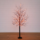 6’ Pre-Lit Halloween Deluxe Black Twig Artificial Tree with 156 Orange & Purple LED Lights-Tree-Parc Decor