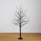 6’ Pre-Lit Halloween Deluxe Black Twig Artificial Tree with 156 Orange & Purple LED Lights-Tree-Parc Decor