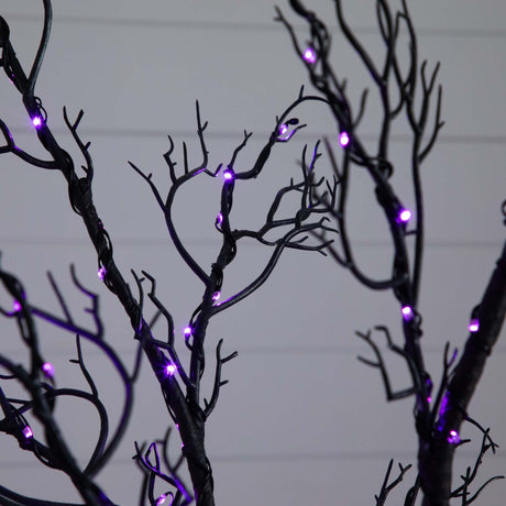 6’ Pre-Lit Halloween Minimalist Twig Artificial Fall Tree with 320 Orange & Purple LED Lights-Tree-Parc Decor