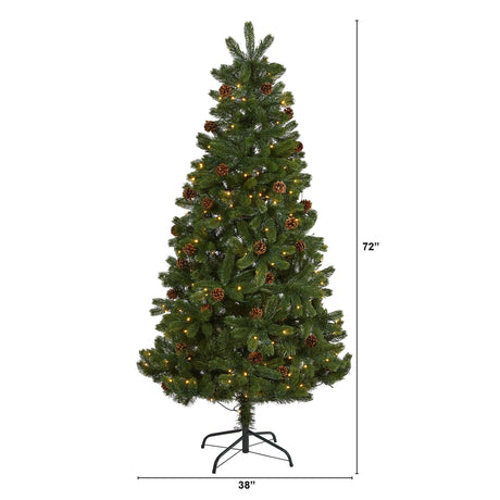6' Rocky Mountain Spruce Artificial Christmas Tree with Pinecones and 250 Clear LED Lights-Christmas Tree-Parc Decor