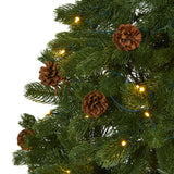 6' Rocky Mountain Spruce Artificial Christmas Tree with Pinecones and 250 Clear LED Lights-Christmas Tree-Parc Decor