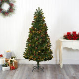 6' Rocky Mountain Spruce Artificial Christmas Tree with Pinecones and 250 Clear LED Lights-Christmas Tree-Parc Decor