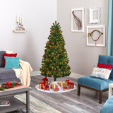 6' Rocky Mountain Spruce Artificial Christmas Tree with Pinecones and 250 Clear LED Lights-Christmas Tree-Parc Decor
