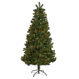 6' Rocky Mountain Spruce Artificial Christmas Tree with Pinecones and 250 Clear LED Lights-Christmas Tree-Parc Decor