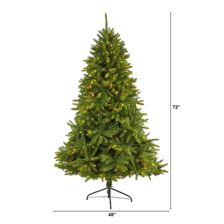 6’ Sierra Spruce “Natural Look” Artificial Christmas Tree with 300 Clear LED Lights and 1357 Bendable Branches-Christmas Tree-Parc Decor