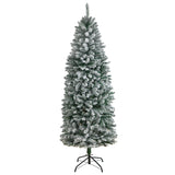 6’ Slim Flocked Montreal Fir Artificial Christmas Tree with 250 White LED Lights and 743 Branches-Christmas Tree-Parc Decor