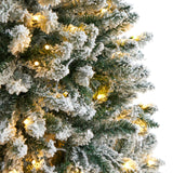 6’ Slim Flocked Montreal Fir Artificial Christmas Tree with 250 White LED Lights and 743 Branches-Christmas Tree-Parc Decor