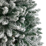 6’ Slim Flocked Montreal Fir Artificial Christmas Tree with 250 White LED Lights and 743 Branches-Christmas Tree-Parc Decor