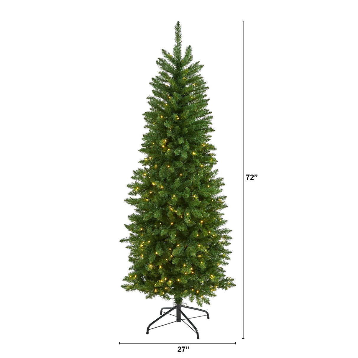 6’ Slim Green Mountain Pine Artificial Christmas Tree with 250 Clear LED Lights-Christmas Tree-Parc Decor