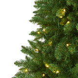 6’ Slim Green Mountain Pine Artificial Christmas Tree with 250 Clear LED Lights-Christmas Tree-Parc Decor