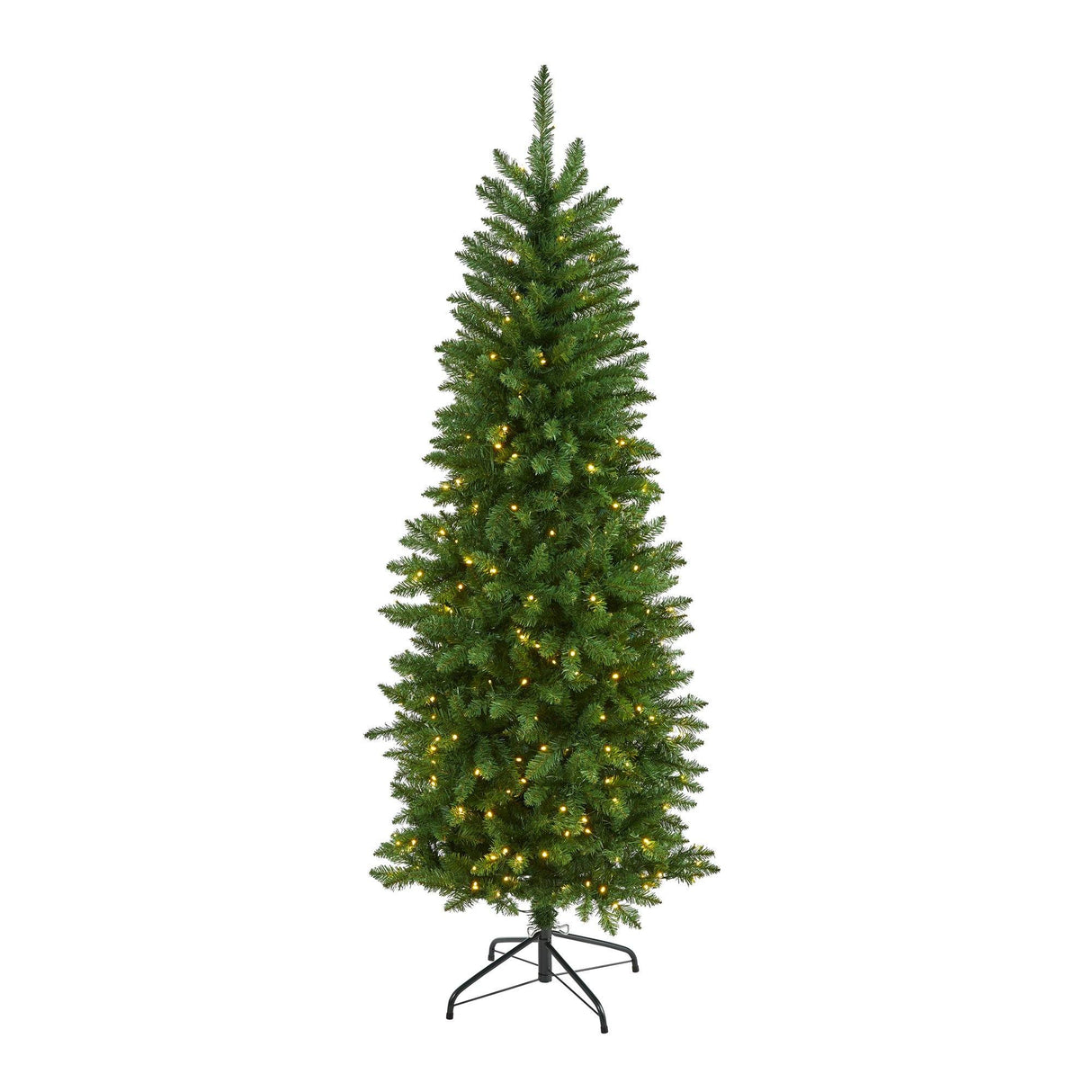 6’ Slim Green Mountain Pine Artificial Christmas Tree with 250 Clear LED Lights-Christmas Tree-Parc Decor