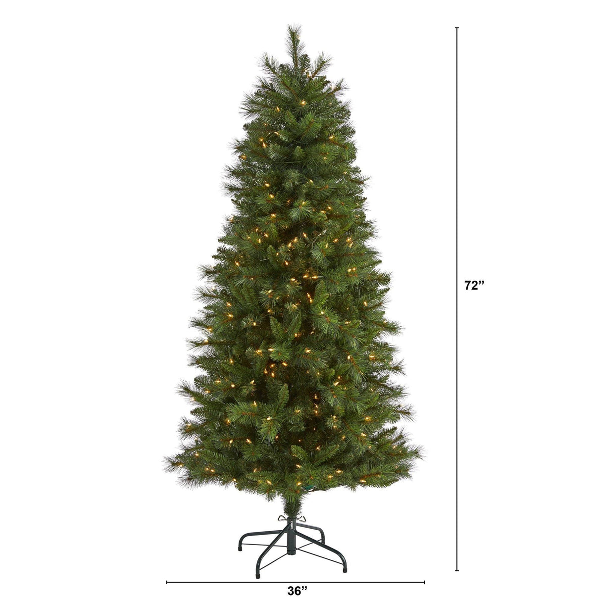 6’ Slim West Virginia Mountain Pine Artificial Christmas Tree with 300 Clear Lights and 629 Bendable Branches-Christmas Tree-Parc Decor