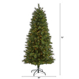 6’ Slim West Virginia Mountain Pine Artificial Christmas Tree with 300 Clear Lights and 629 Bendable Branches-Christmas Tree-Parc Decor